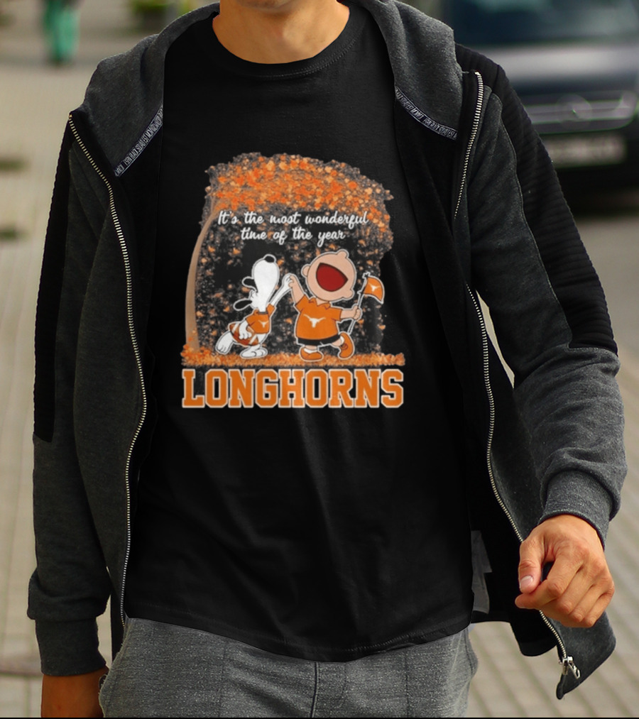 Texas Longhorns Snoopy Charlie Brown Most Wonderful Time Of The Year T-Shirt