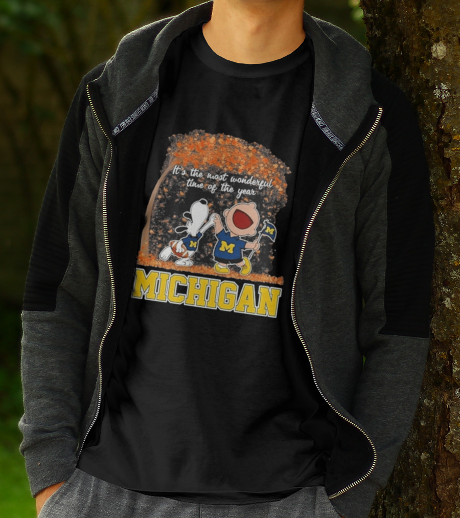 Michigan Wolverines Snoopy Charlie Brown 2026 Most Wonderful Time T-Shirt