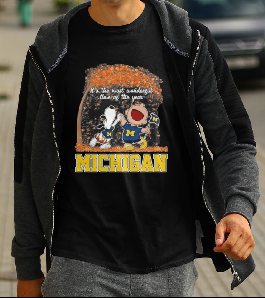 Michigan Wolverines Snoopy Charlie Brown 2026 Most Wonderful Time T-Shirt