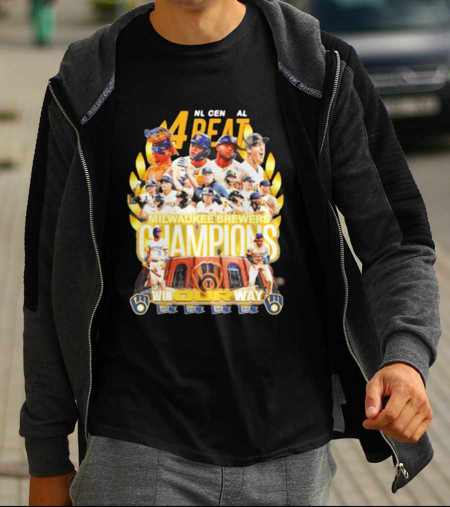 Milwaukee Brewers Champions 4peat NL Central Win Our Way T-Shirt