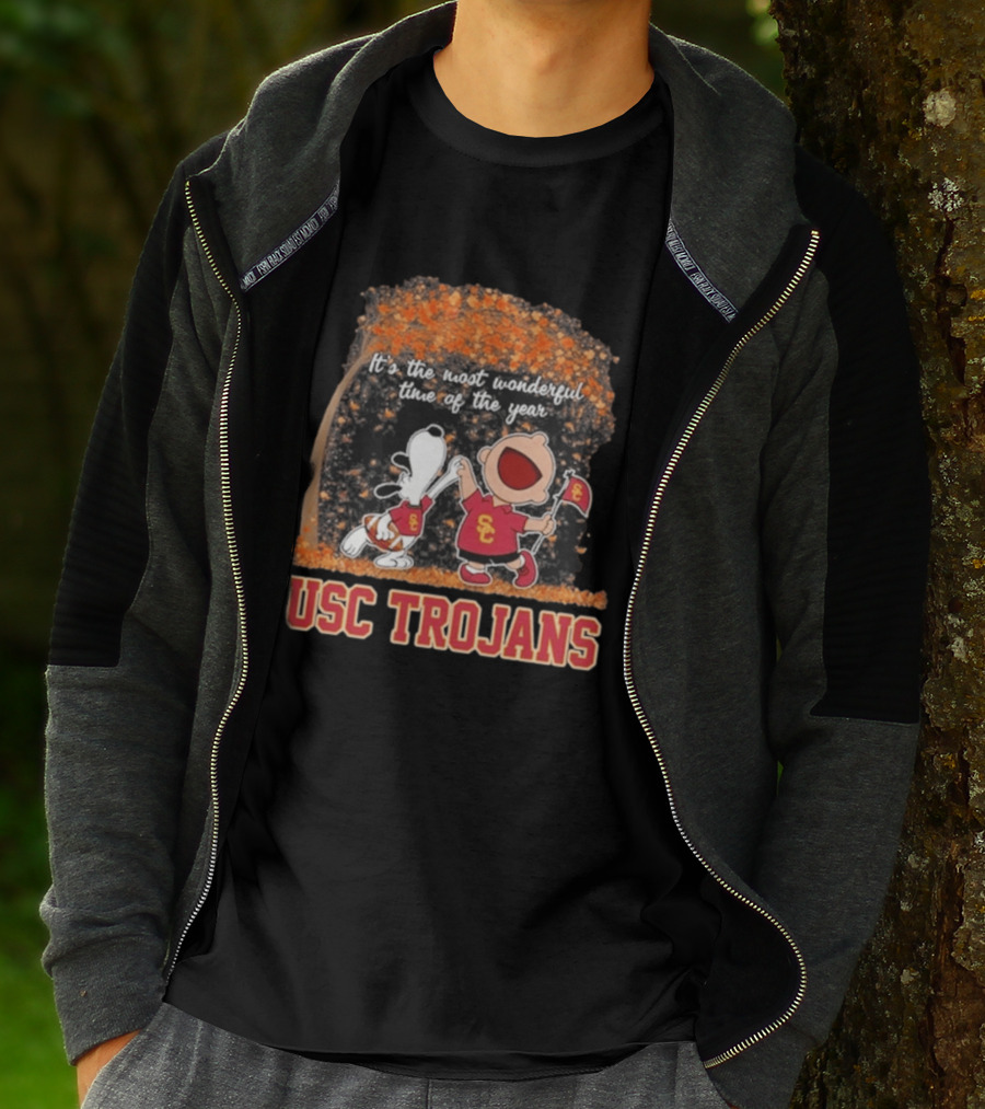 USC Trojans Snoopy Charlie Brown Dancing 2026 Most Wonderful Time Of The Year T-Shirt