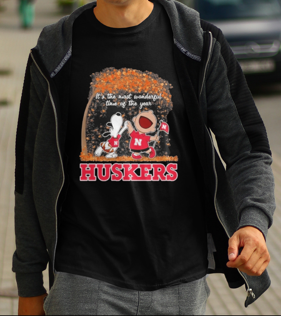 Huskers Snoopy Charlie Brown It's The Most Wonderful Time Of The Year T-Shirt