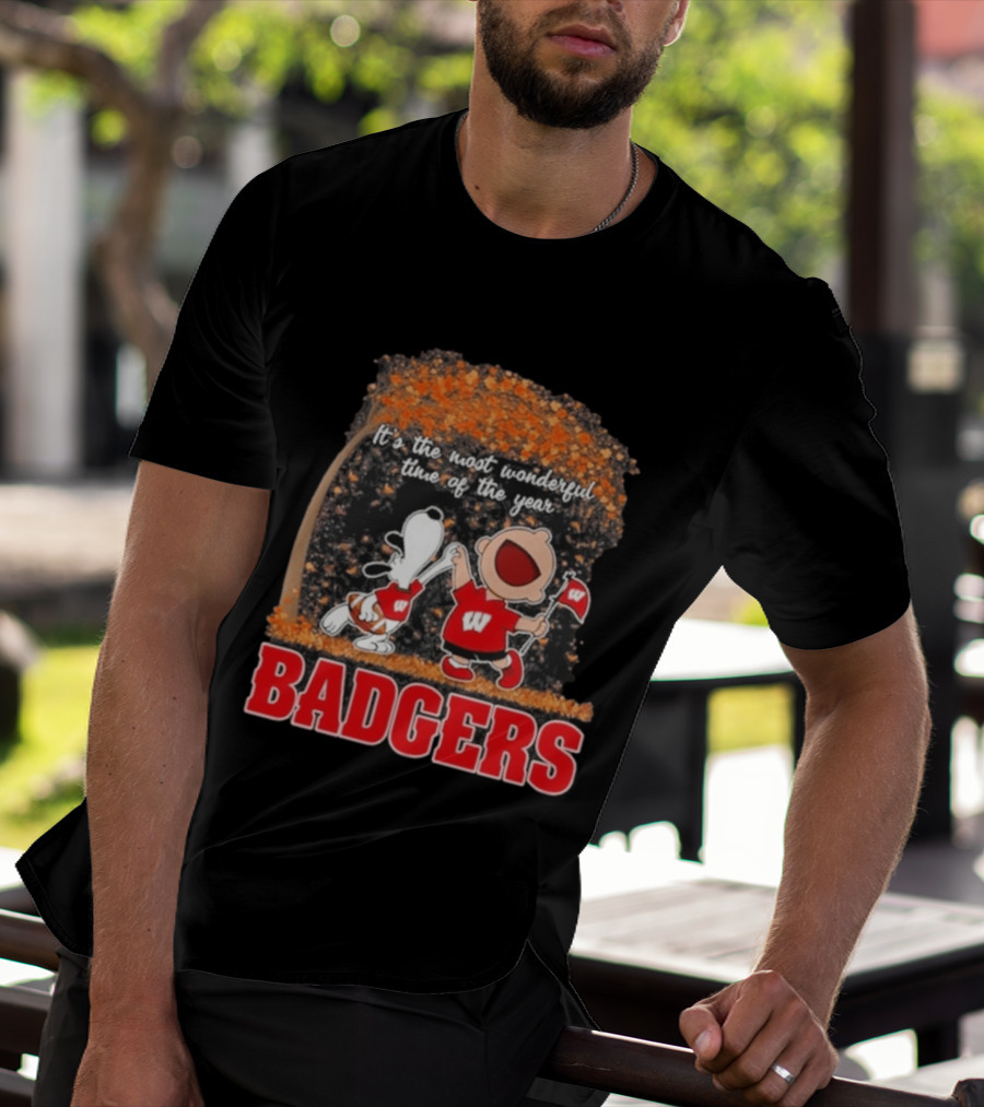 Wisconsin Badgers Snoopy Charlie Brown It's The Most Wonderful Time Of The Year 2026 T-Shirt