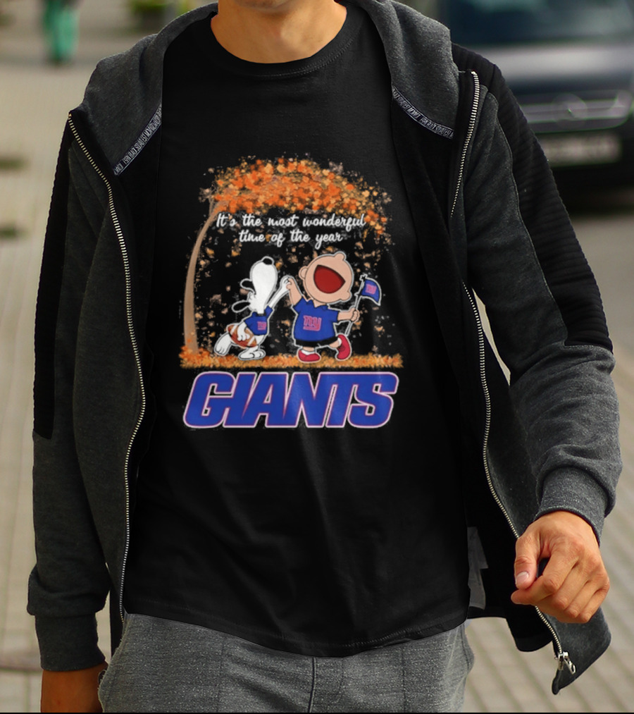 New York Giants Snoopy Charlie Brown 2026 Most Wonderful Time T-Shirt