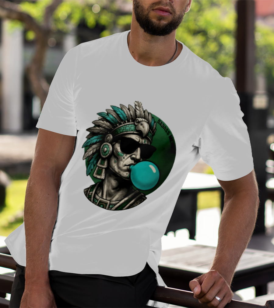 Aztec Warrior With Sunglasses Chewing Bubble Gum Badass Mexicans T-Shirt