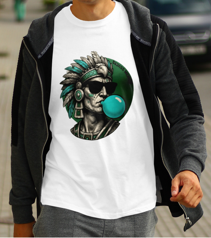 Aztec Warrior With Sunglasses Chewing Bubble Gum Badass Mexicans T-Shirt