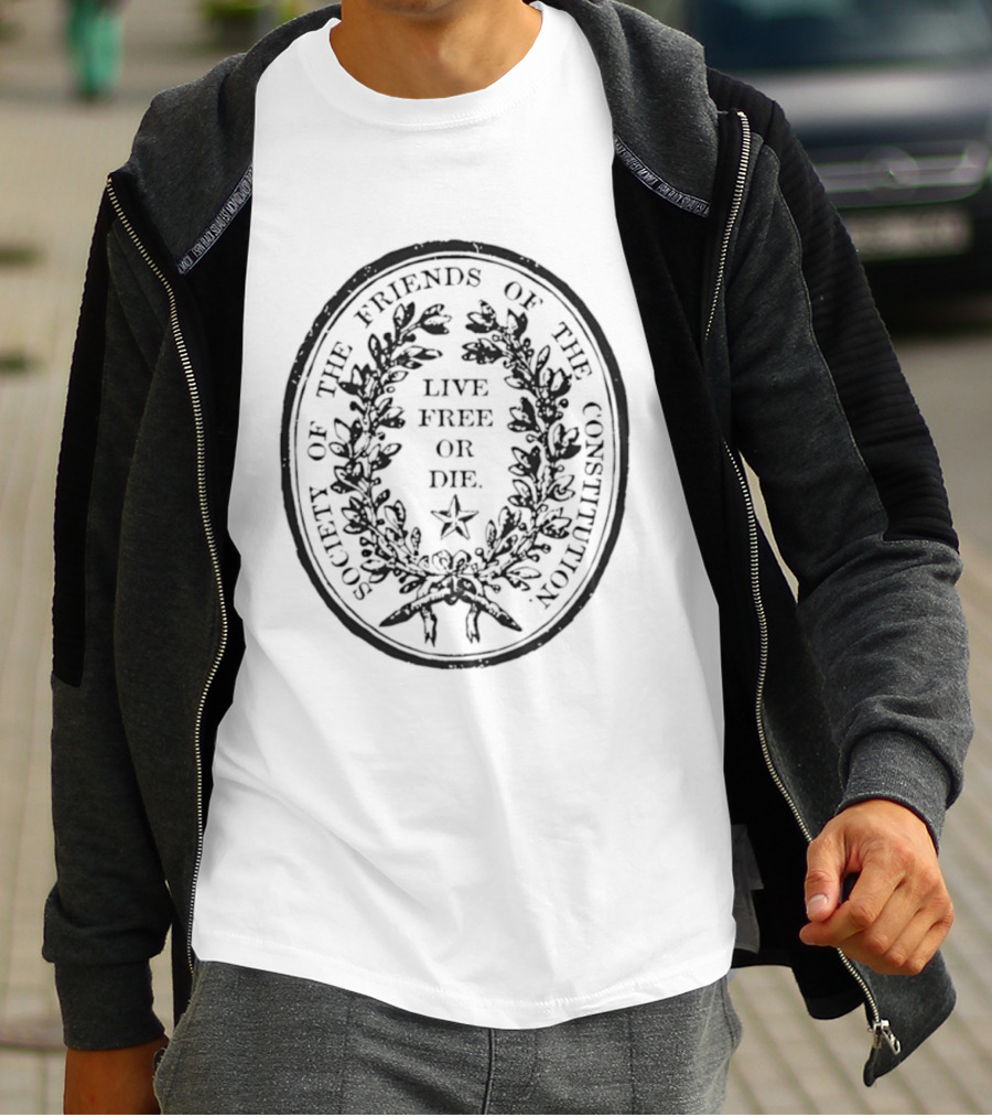 Society Of The Friends Of The Constitution Live Free Or Die Star Wreath T-Shirt