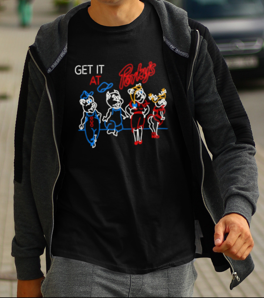GET IT AT PORKY'S 80s MOVIE NEON SIGN CHARACTERS T-Shirt