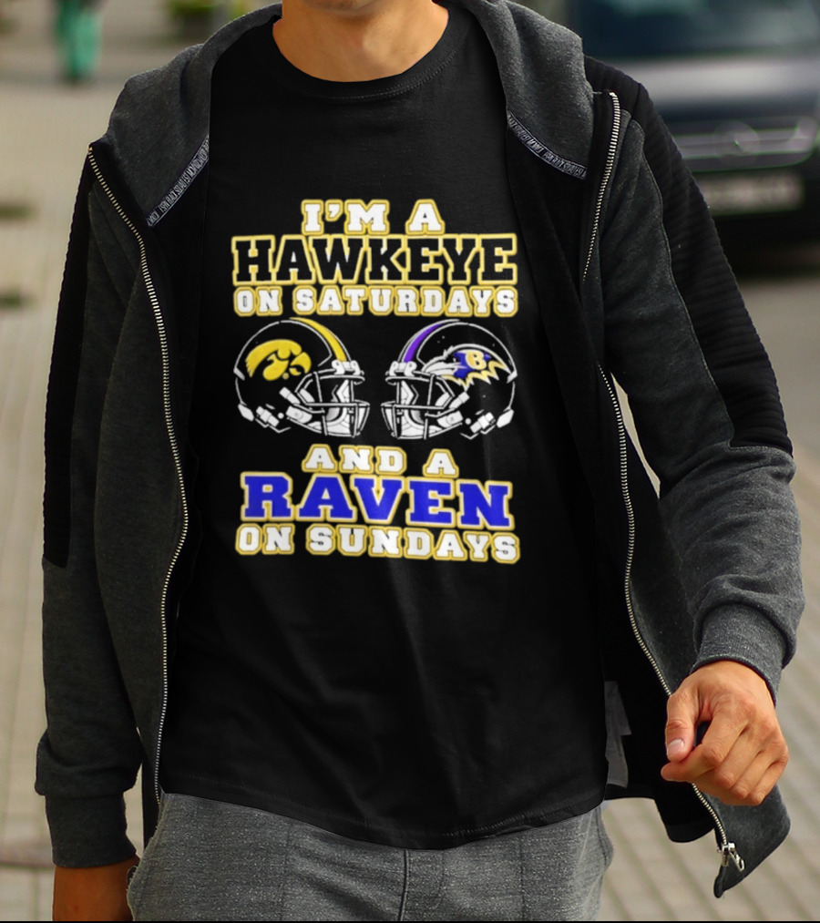 I'm A Hawkeye On Saturdays And A Raven On Sundays 2026 Helmet T-Shirt