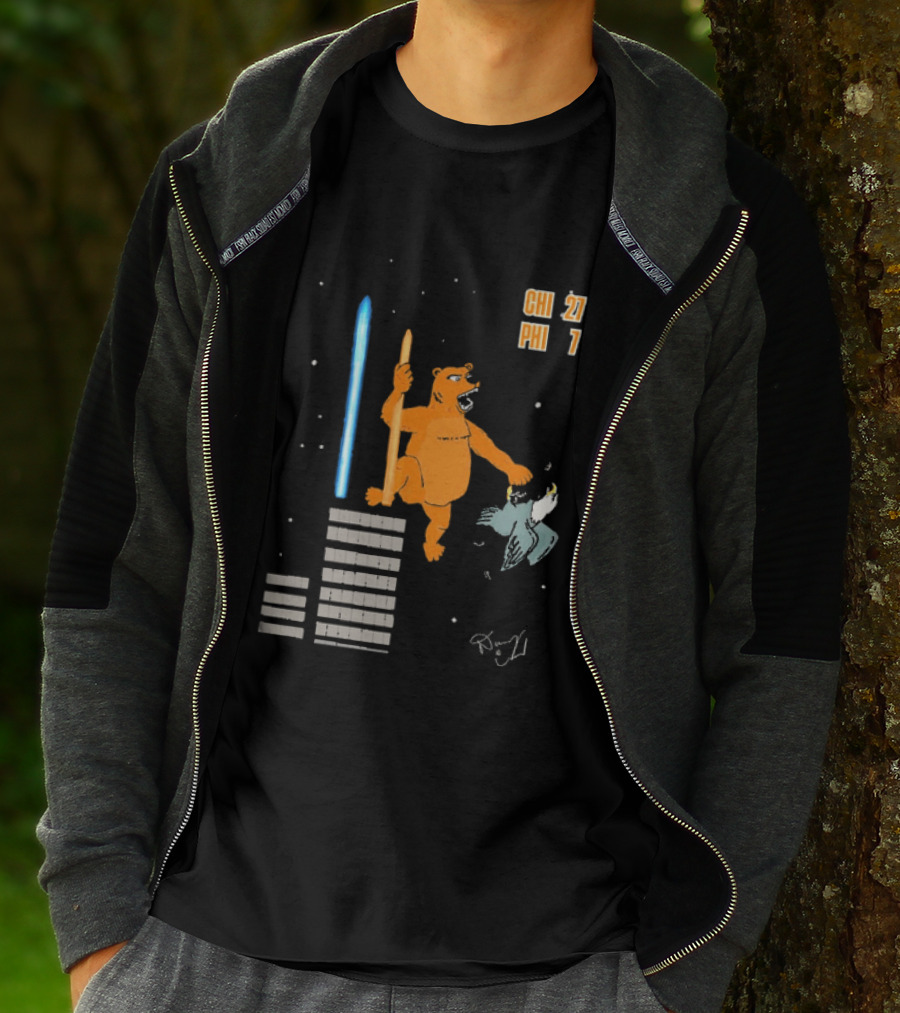 CHI 27 PHI 7 Cartoon Bears Vs Eagles Star Wars T-Shirt