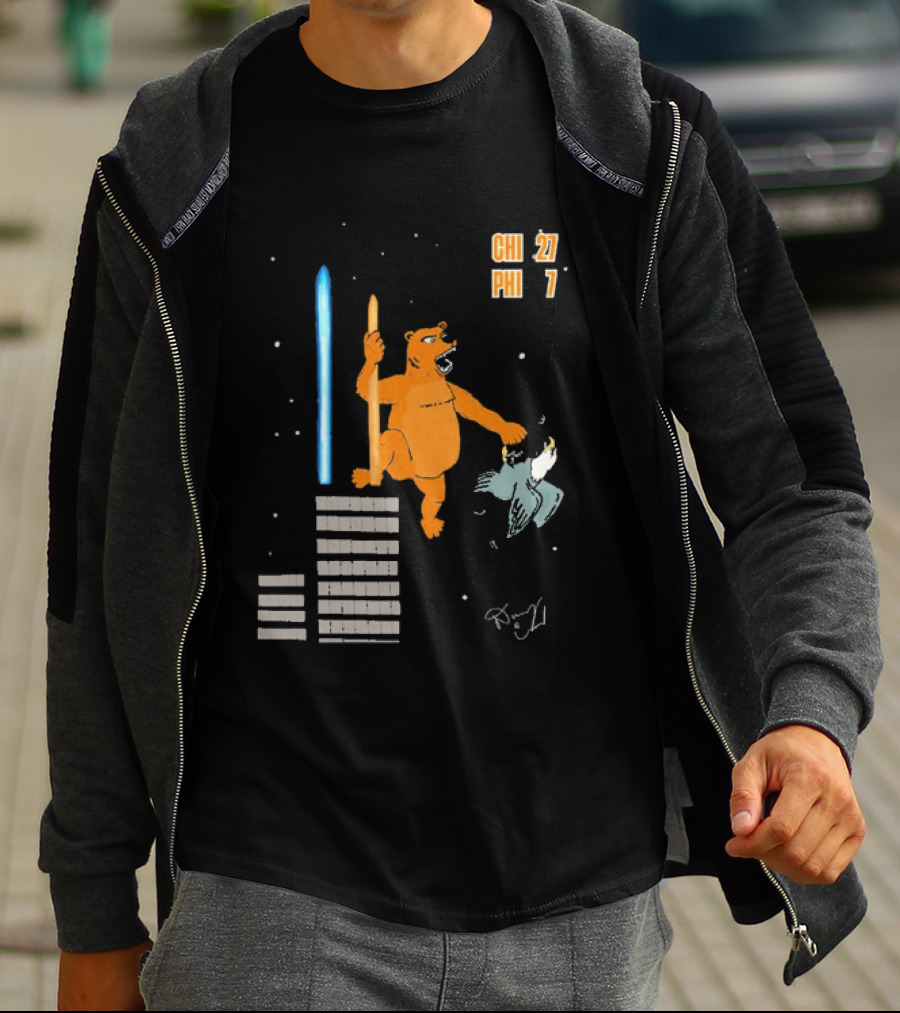 CHI 27 PHI 7 Cartoon Bears Vs Eagles Star Wars T-Shirt