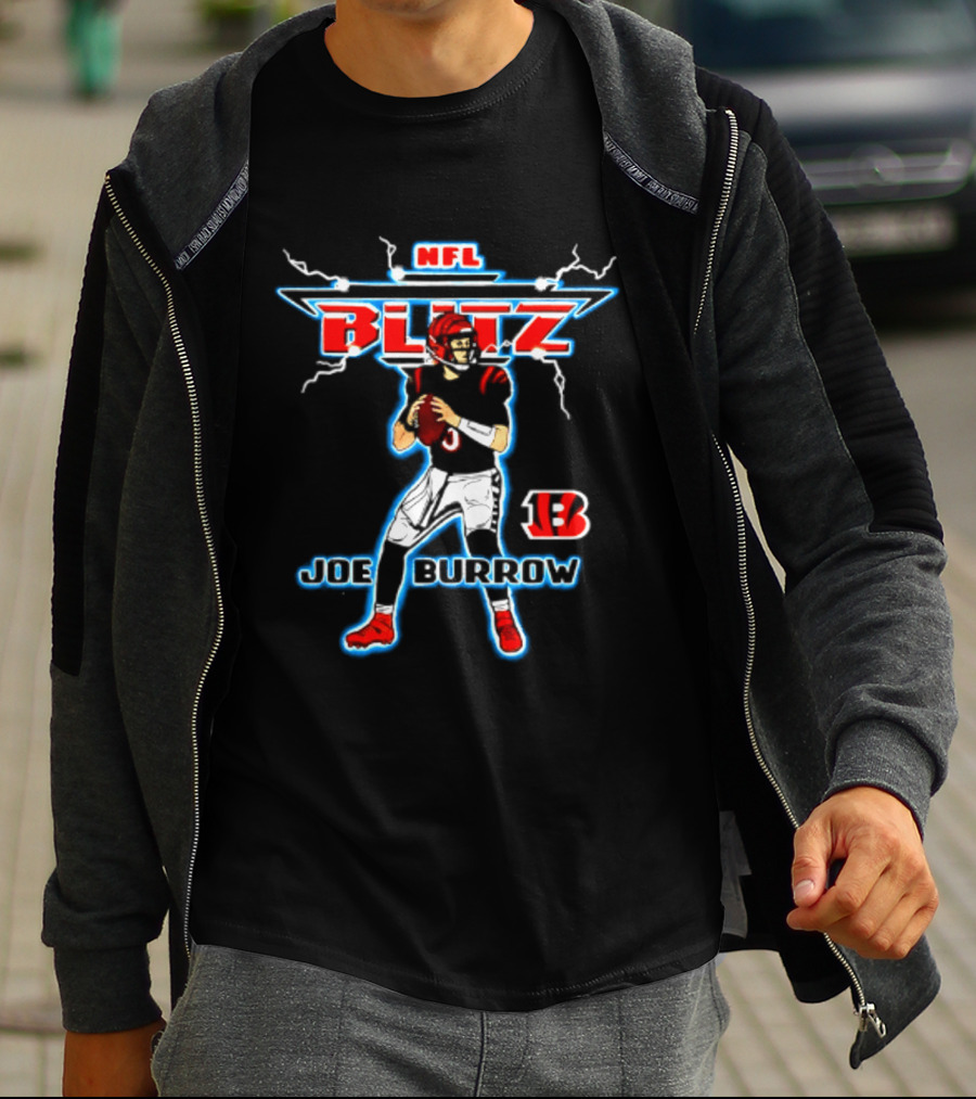 Cincinnati Bengals Joe Burrow NFL Blitz Lightning B T-Shirt