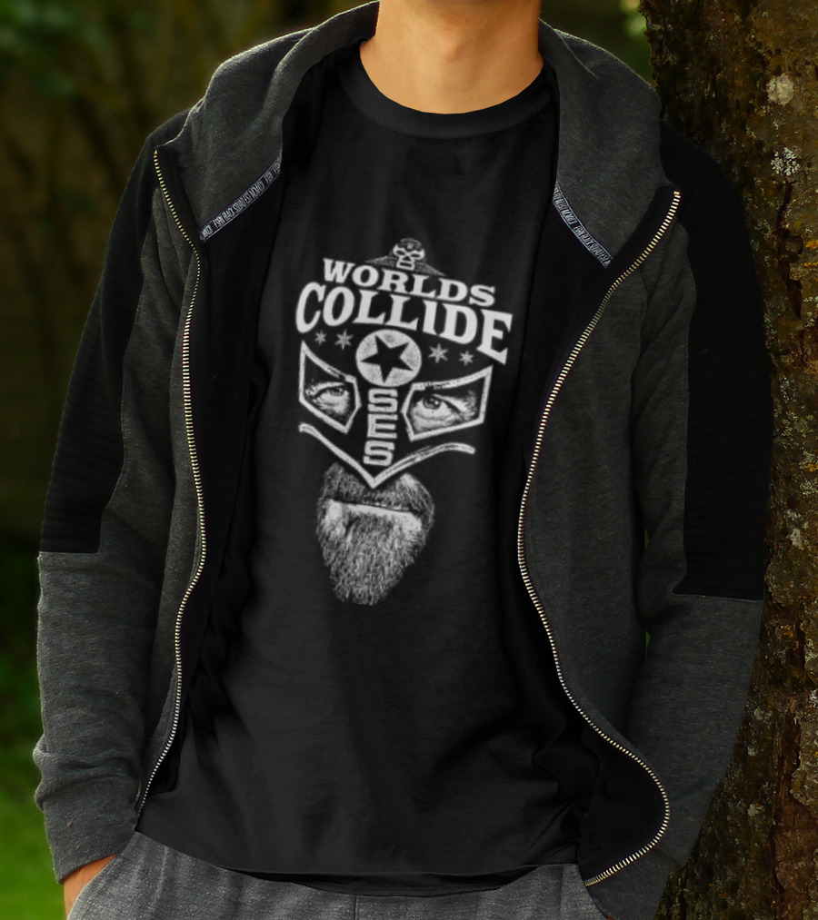 CM Punk Worlds Collide Chicago Mask Star Symbol Two Sided T-Shirt