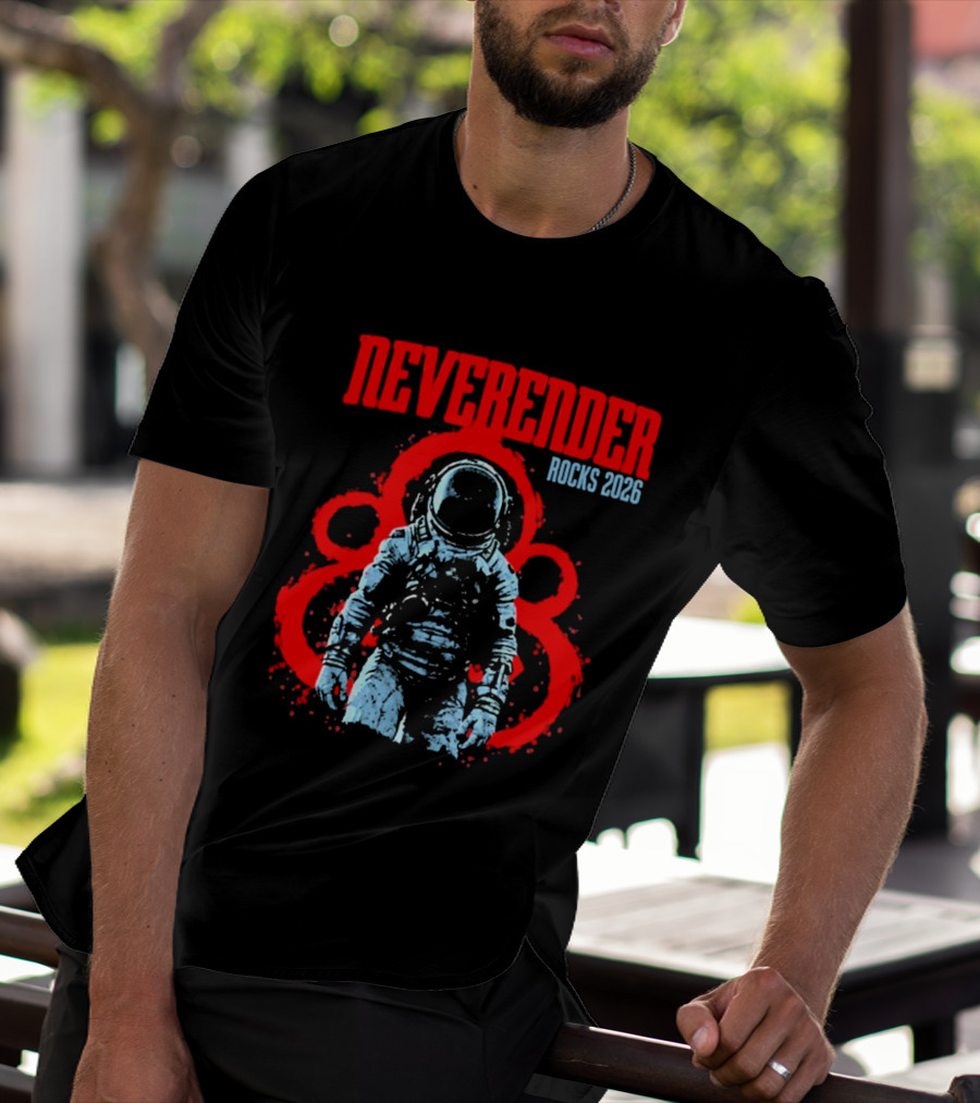 Neverender Rocks 2026 Astronaut Coheed Cambria Red Circles T-Shirt