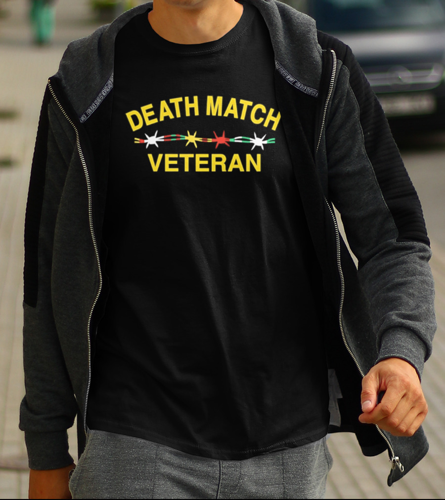 DEATH MATCH VETERAN Gold Stars Red White Green T-Shirt