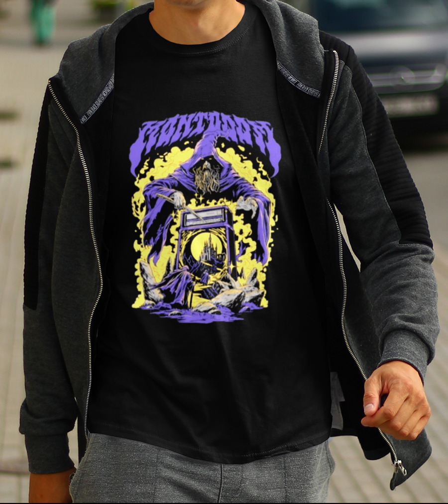 Mantdar Wizard With Castle And Guitar Amplifier Magic Explosion T-Shirt