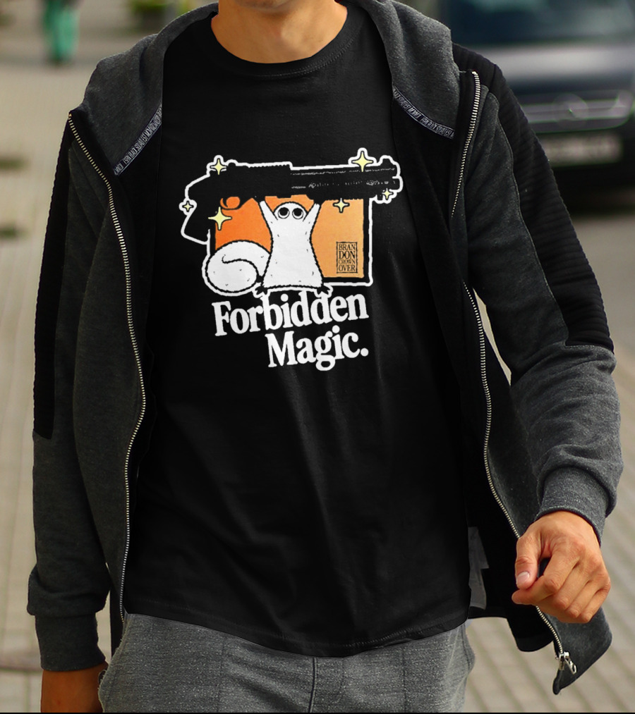 Forbidden Magic Ghost With Shotgun And Sparkles T-Shirt