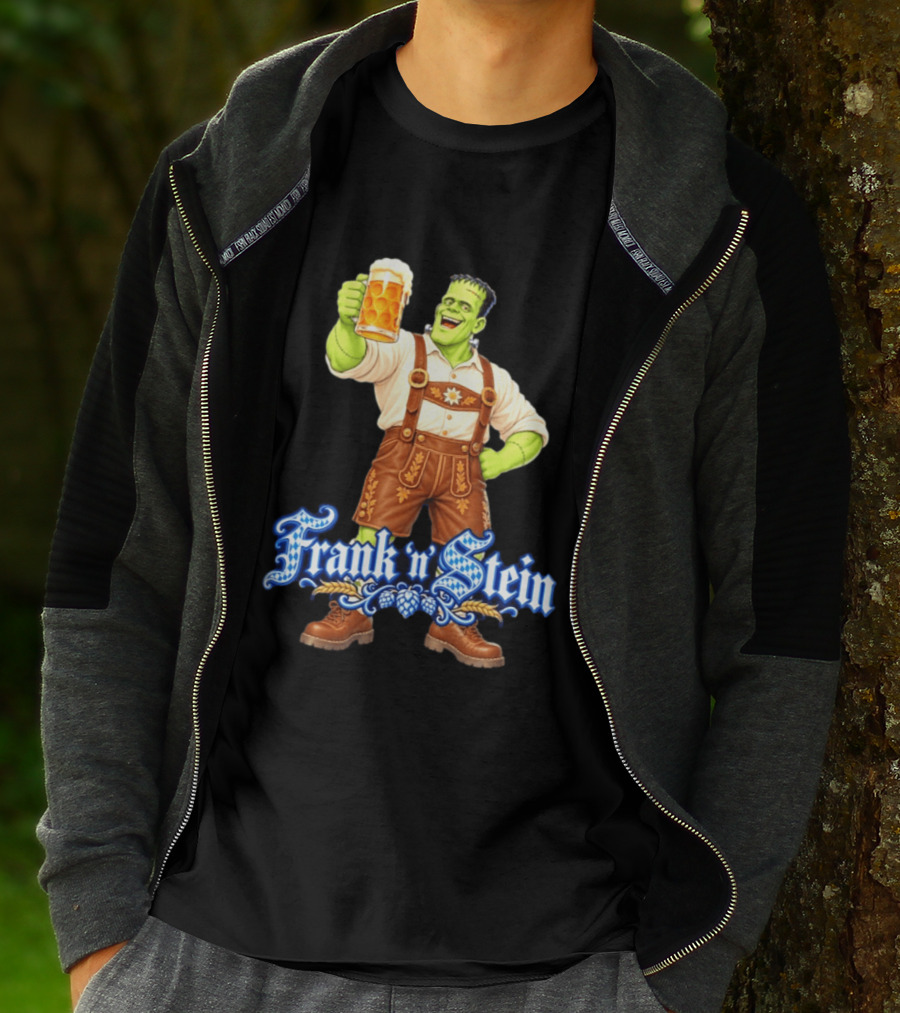 Frank 'n Stein Frankenstein Oktoberfest Beer Lover Lederhosen Brew Cheers T-Shirt