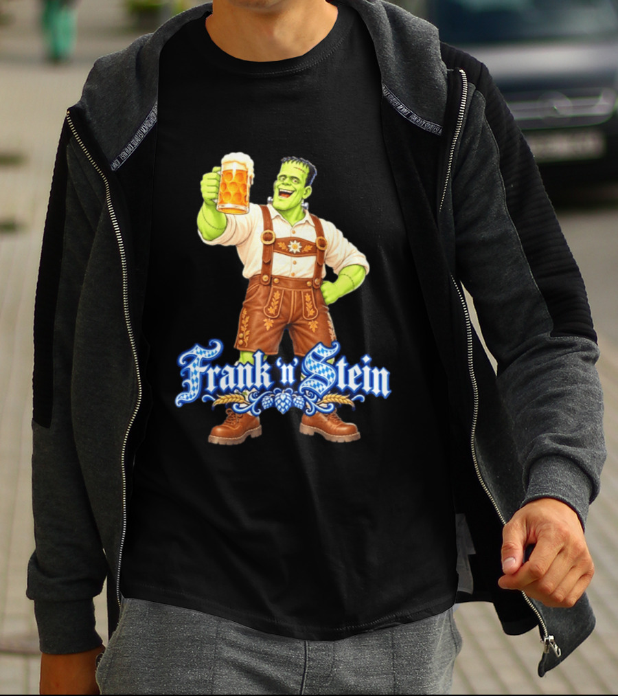 Frank 'n Stein Frankenstein Oktoberfest Beer Lover Lederhosen Brew Cheers T-Shirt
