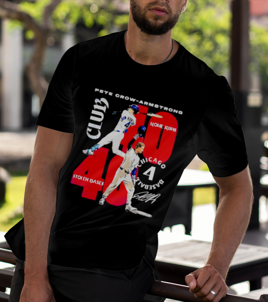 Pete Crow Armstrong Chicago Cubs 40 Home Runs 40 Stolen Bases Club Grunge T-Shirt