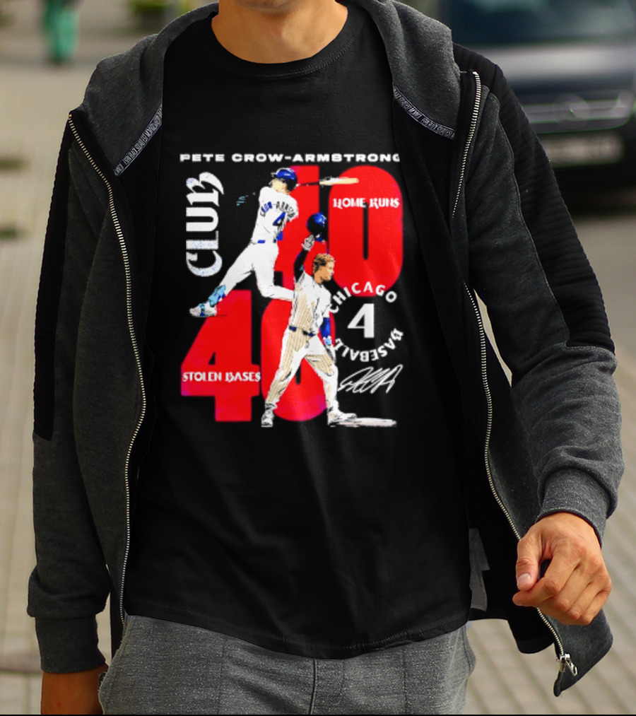Pete Crow Armstrong Chicago Cubs 40 Home Runs 40 Stolen Bases Club Grunge T-Shirt