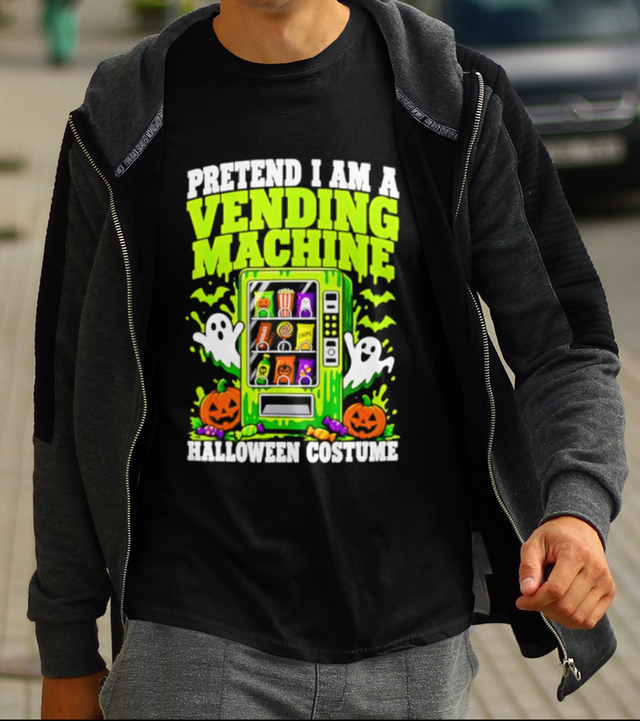 Pretend I Am A Vending Machine Halloween Costume Ghosts Pumpkins Candy Fun T-Shirt