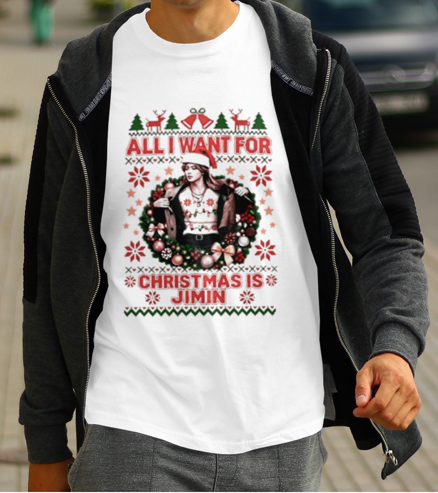 All I Want For Christmas Is Jimin BTS Ugly Sweater Christmas T-Shirt
