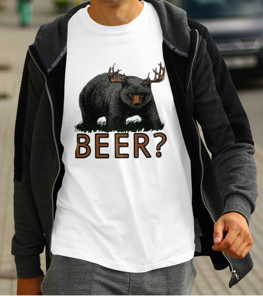 Bear With Antlers Beer T-Shirt