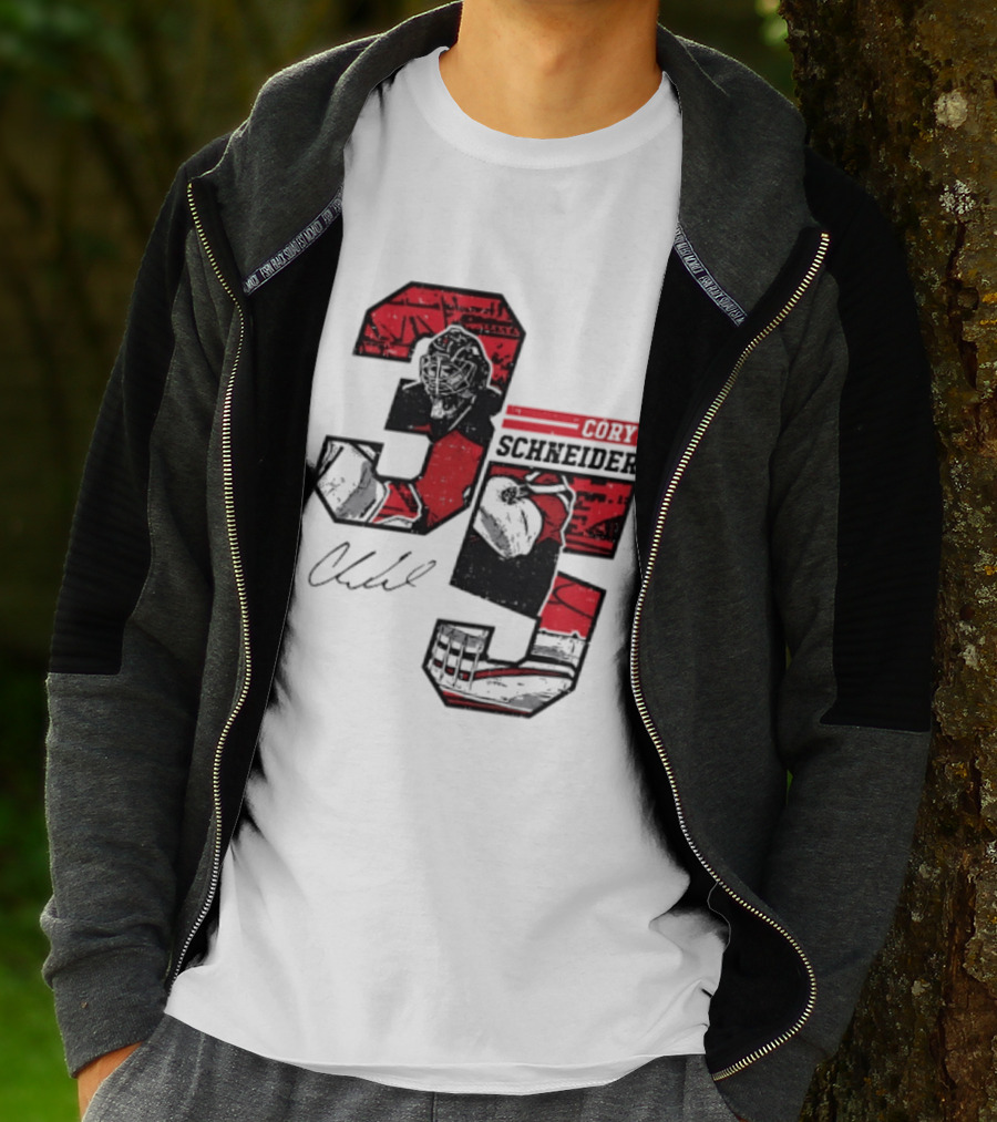 Cory Schneider New Jersey Devils 35 Signature Offset T-Shirt