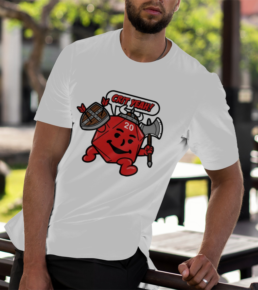 Crit Yeah D20 Viking Dice With Axe And Shield T-Shirt