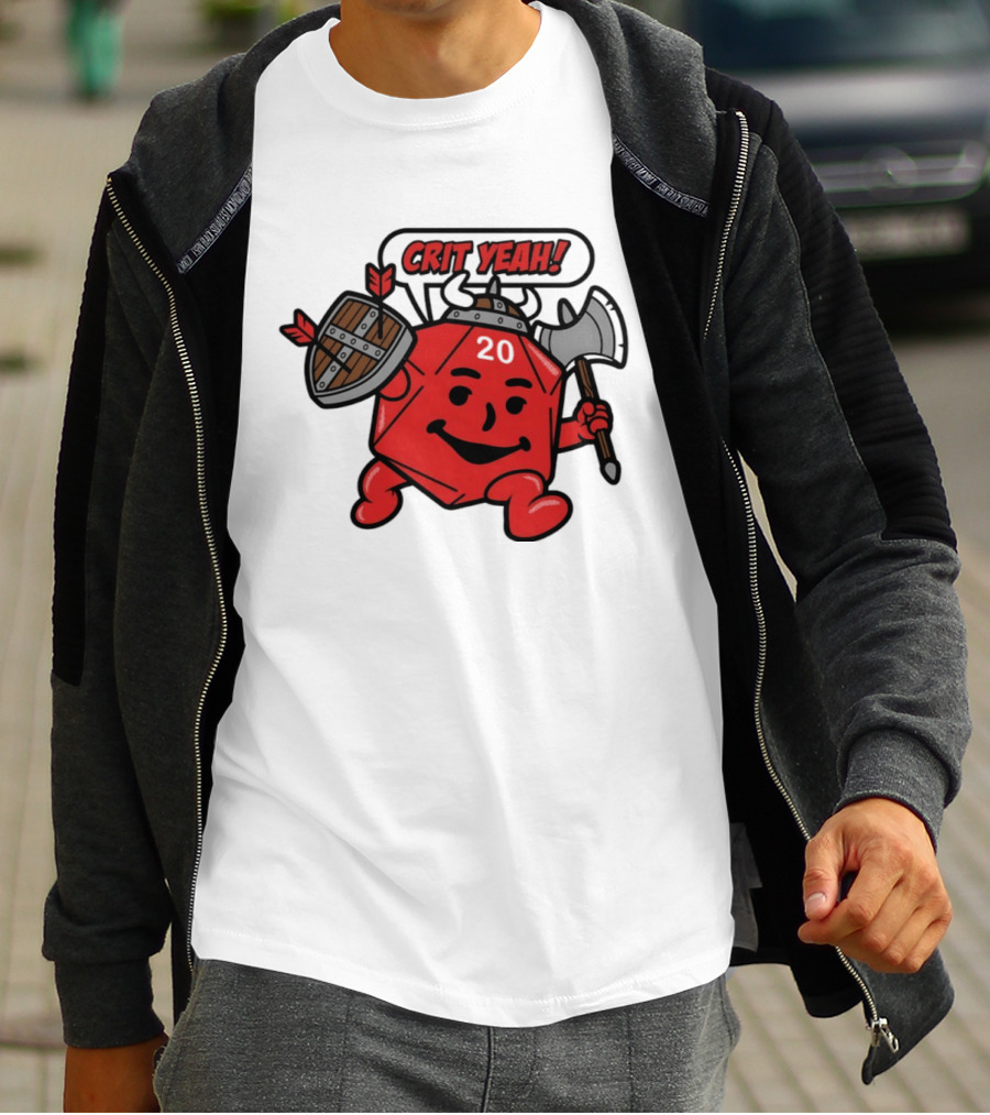 Crit Yeah D20 Viking Dice With Axe And Shield T-Shirt