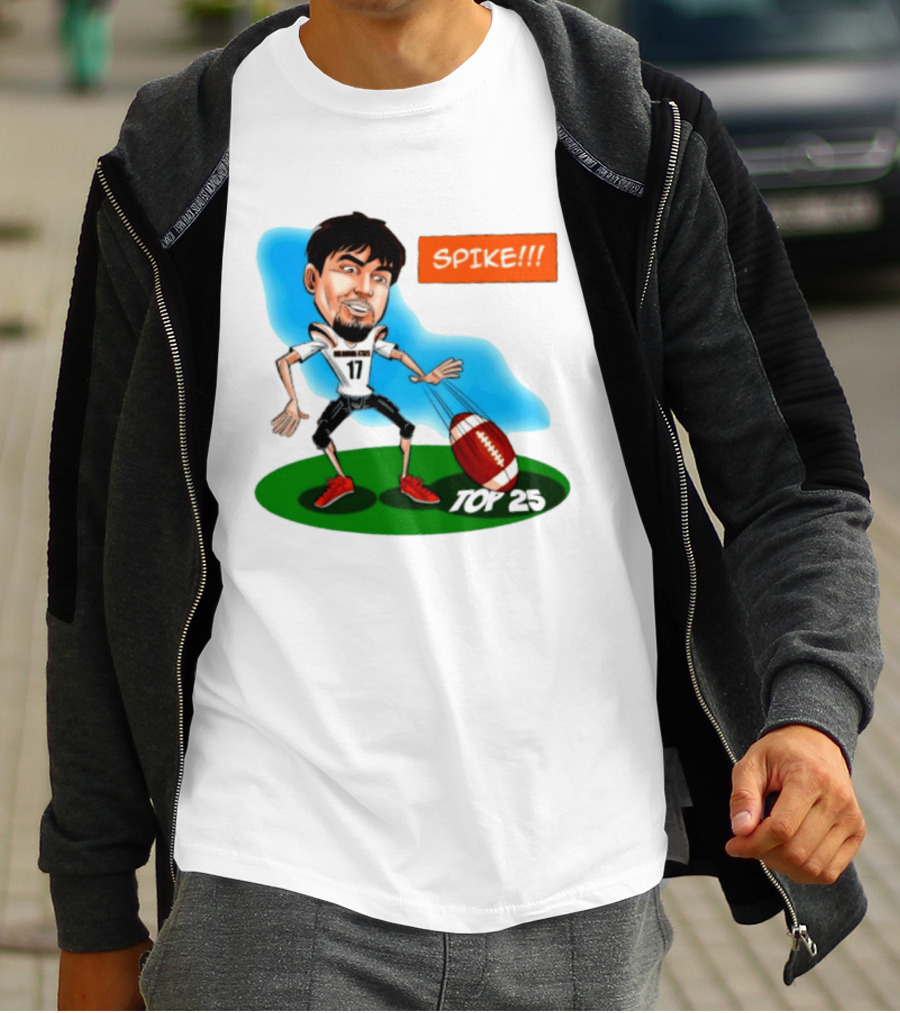 Drew Mestemaker Oklahoma State Football Spike Top 25 Player Caricature T-Shirt
