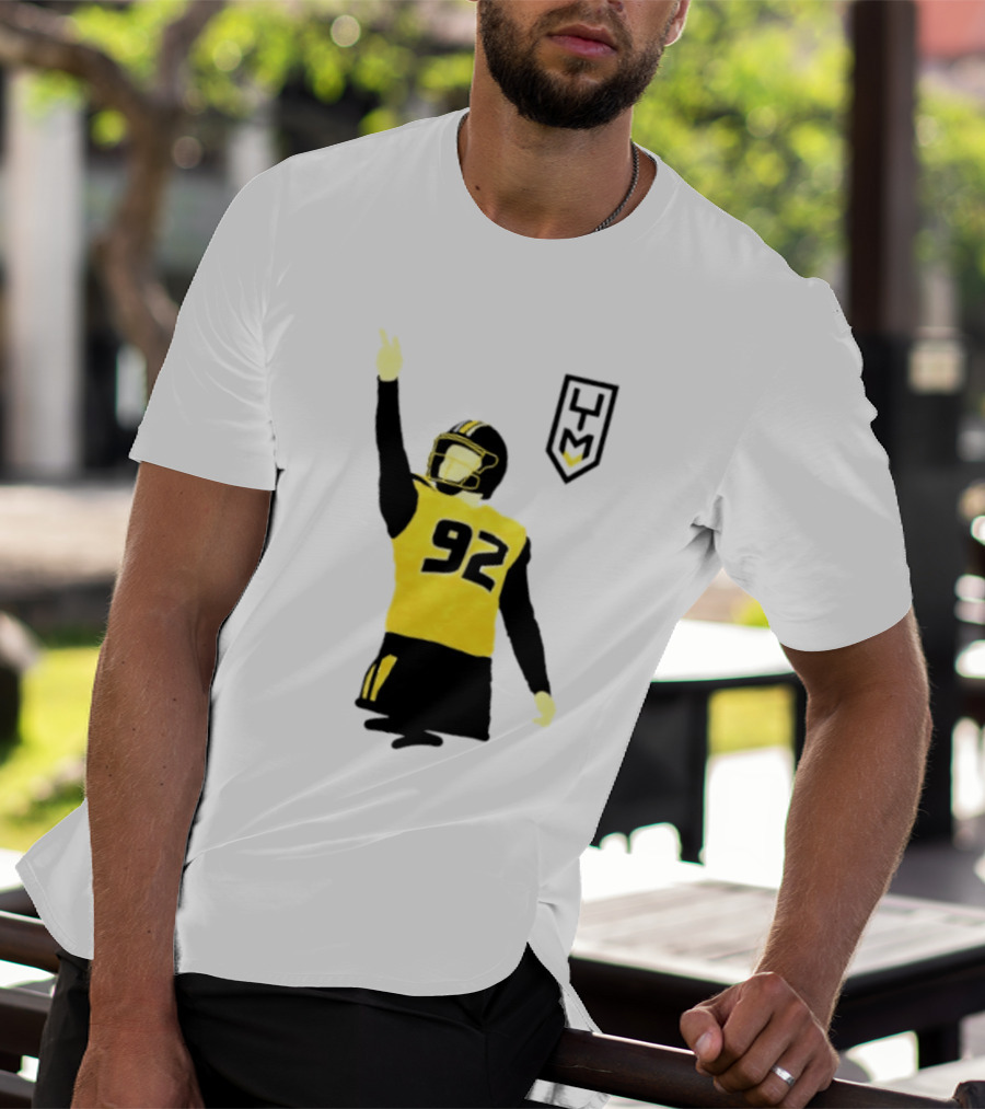 Harrison Mevis 92 Los Angeles Rams The Thiccer Kicker Football Player Quarterback Iconic Celebratory Pose T-Shirt