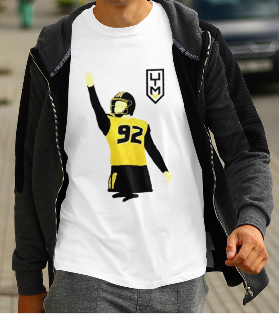 Harrison Mevis 92 Los Angeles Rams The Thiccer Kicker Football Player Quarterback Iconic Celebratory Pose T-Shirt