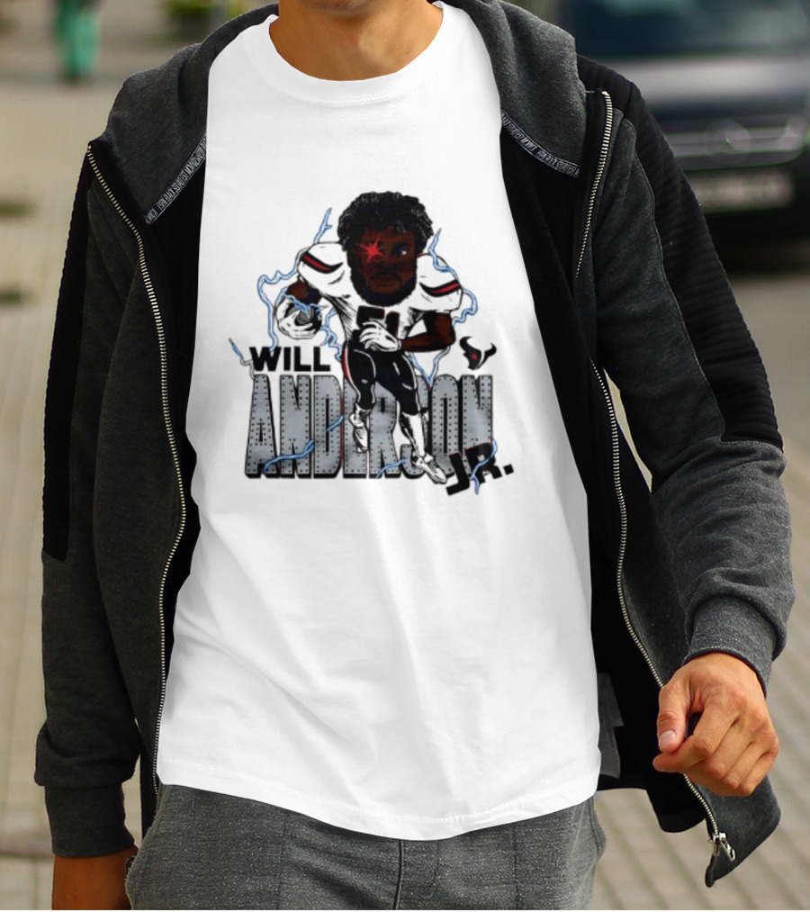 Houston Texans Will Anderson Jr Lightning Caricature Player T-Shirt