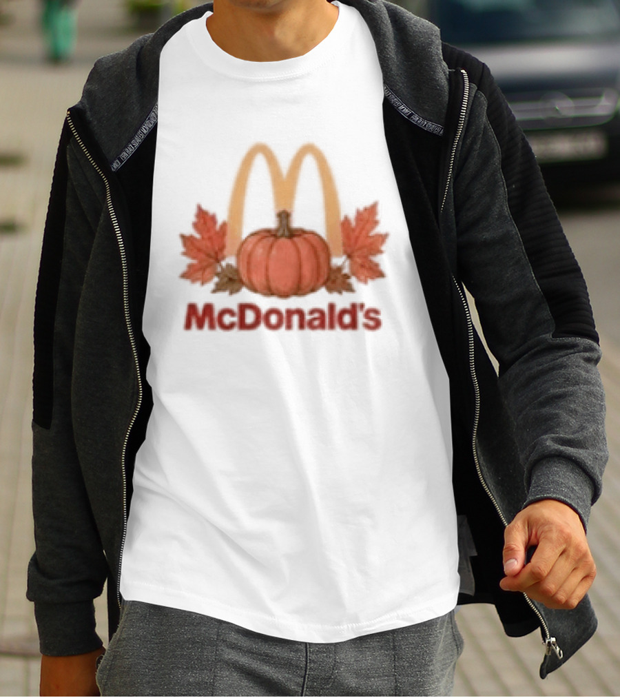 McDonald's Autumn Pumpkin Leaves Thankful Blessed Lovin It T-Shirt