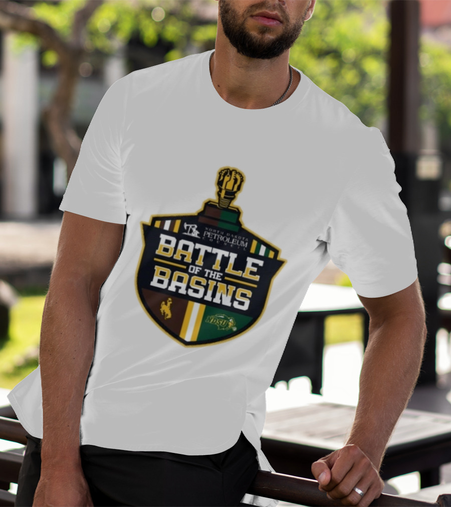 North Dakota Petroleum Council Battle Of The Basins Wyoming Cowboys Vs North Dakota State Bison T-Shirt