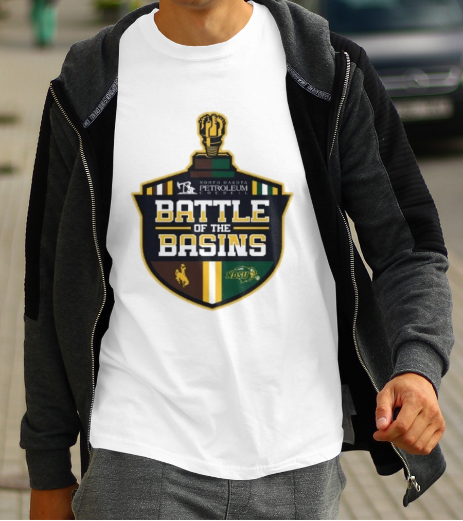North Dakota Petroleum Council Battle Of The Basins Wyoming Cowboys Vs North Dakota State Bison T-Shirt