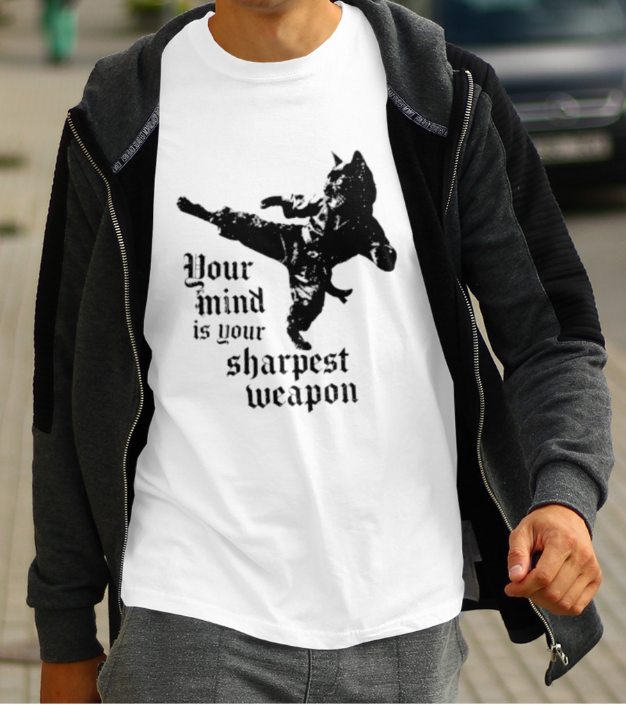 Your Mind Is Your Sharpest Weapon Karate Cat T-Shirt