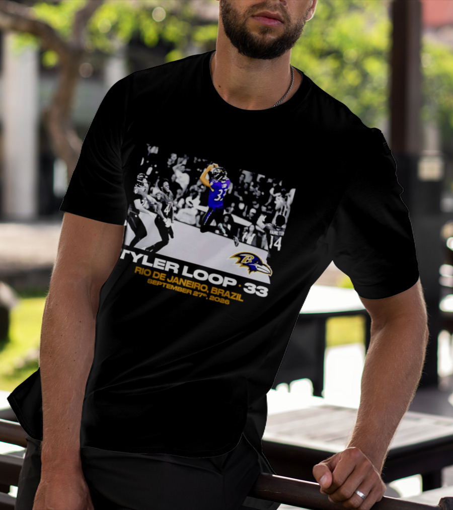 Baltimore Ravens Tyler Loop 33 Rio De Janeiro Brazil September 25 2023 T-Shirt