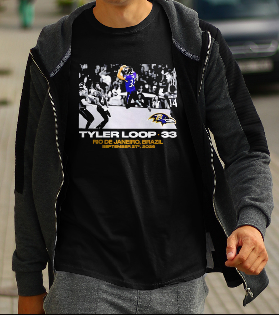 Baltimore Ravens Tyler Loop 33 Rio De Janeiro Brazil September 25 2023 T-Shirt