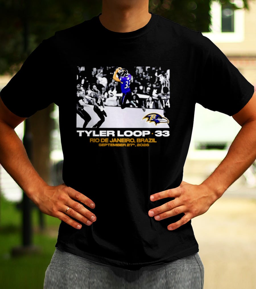 Baltimore Ravens Tyler Loop 33 Rio De Janeiro Brazil September 25 2023 T-Shirt