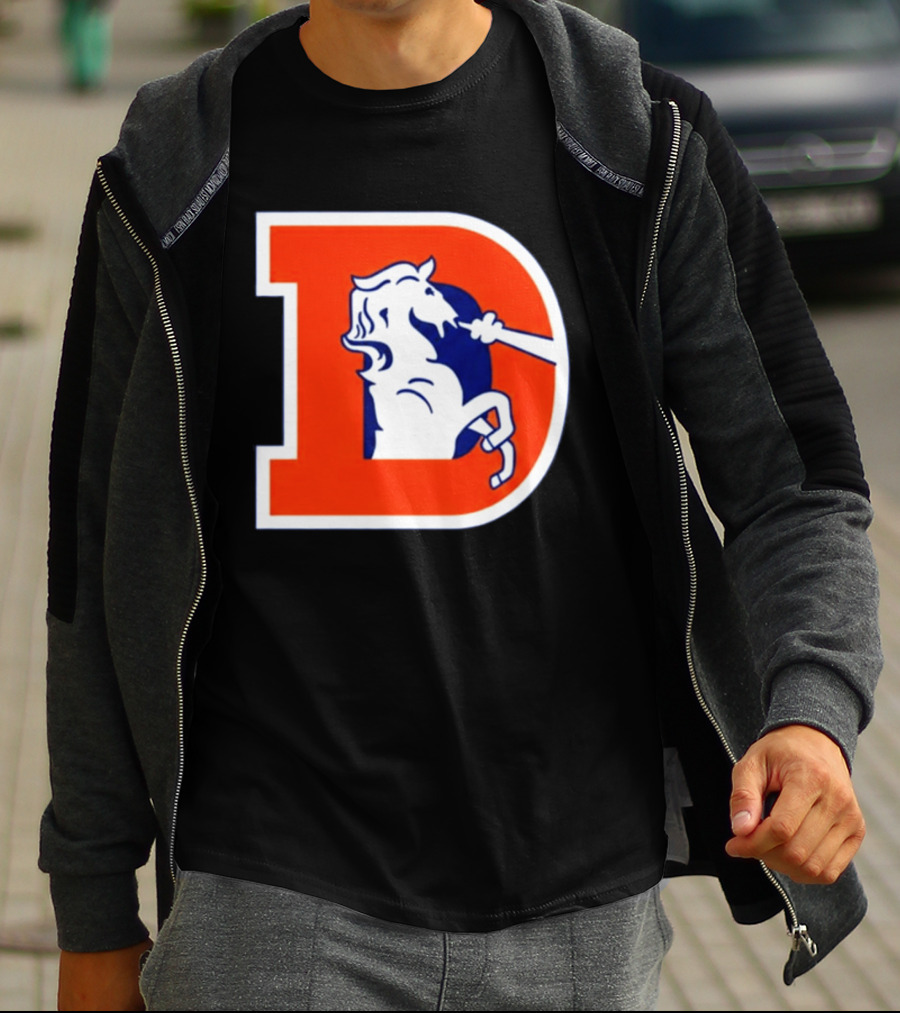 Bo Nix Broncos Old School Denver Horse Icon D T-Shirt