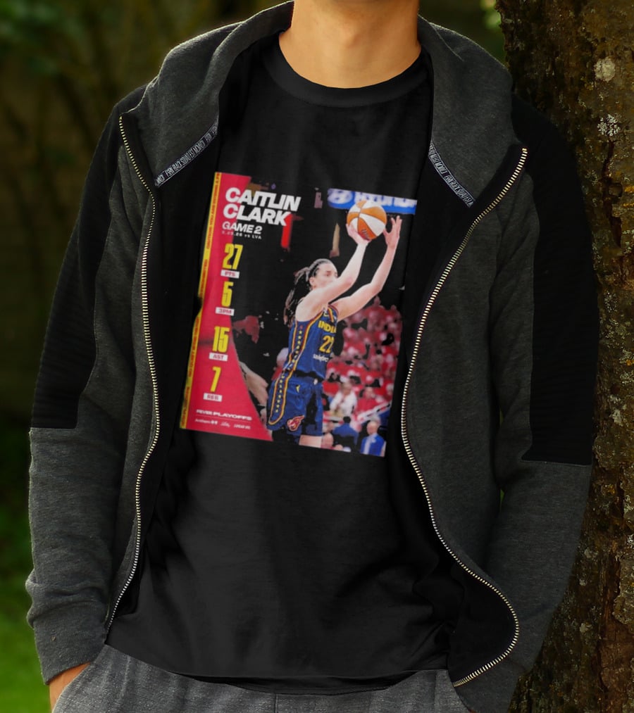 Caitlin Clark Game 2 Stats 9.02.26 Vs LVA 27 PTS 5 3PM 15 AST 7 REB T-Shirt
