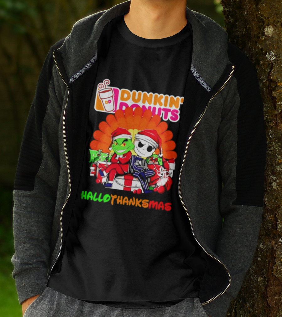 Dunkin' Donuts Grinch Jack Skellington Hallothanksmas 2026 T-Shirt
