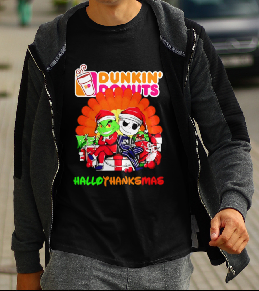 Dunkin' Donuts Grinch Jack Skellington Hallothanksmas 2026 T-Shirt