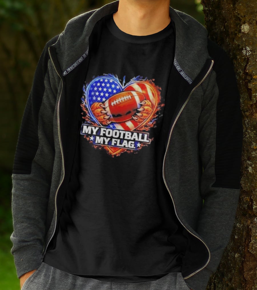 Heart American Football 2026 Season My Football My Flag T-Shirt