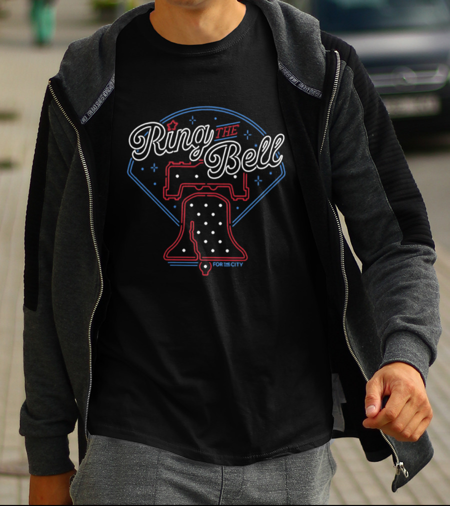 Ring The Bell Philly Neon Style Liberty Bell Baseball T-Shirt