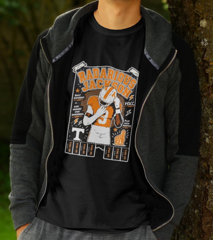 Radarious Jackson Tennessee Volunteers NCAA Built Different Stay Hungry Stay Dangerous Play With Purpose T-Shirt