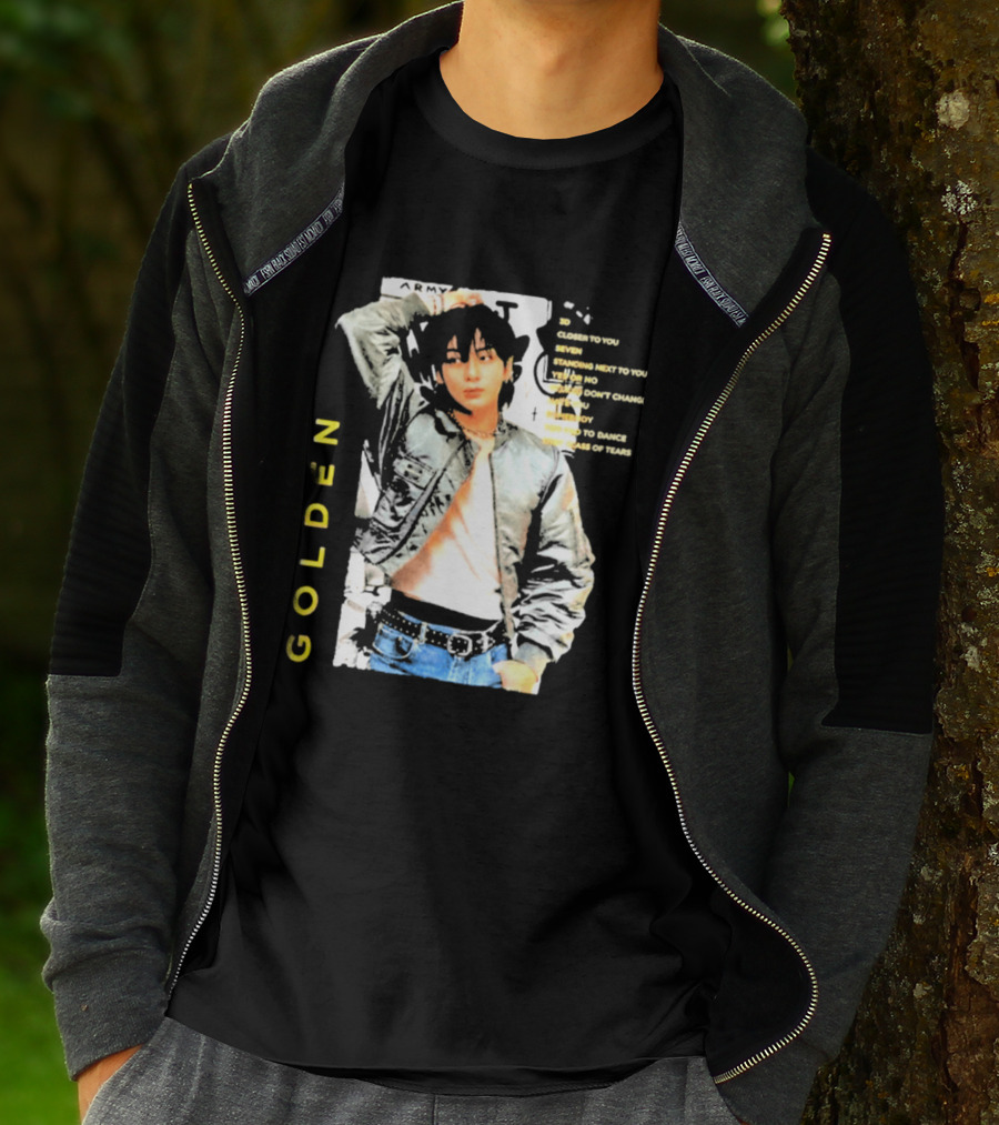 Seok Jin Wearing Jungkook Golden Visual With Song Titles T-Shirt
